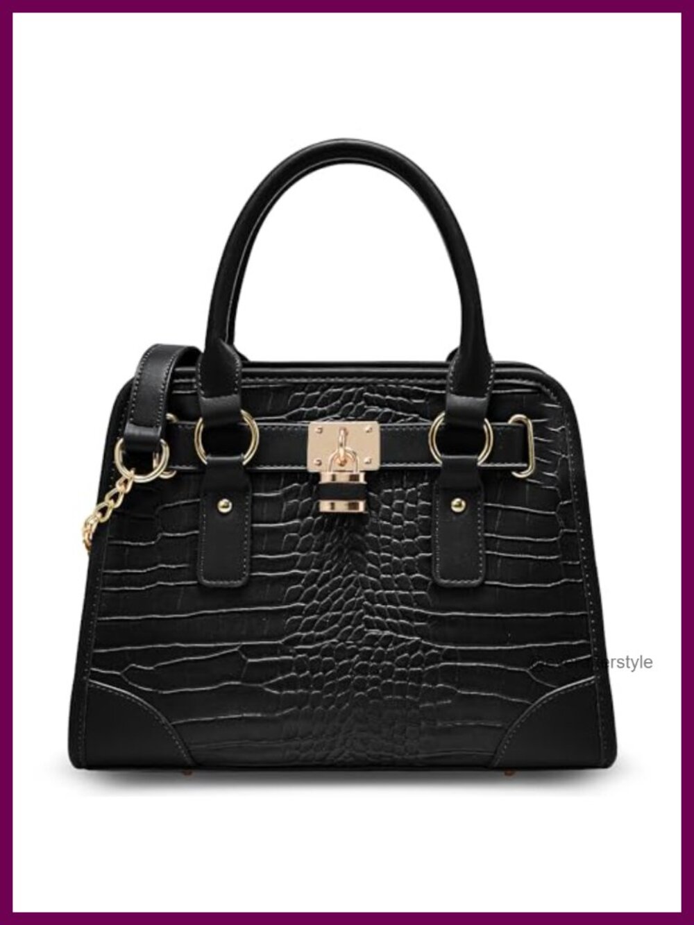 Women's Crocodile Embossed PU Leather Satchel Bag Top Handle Shoulder Purse